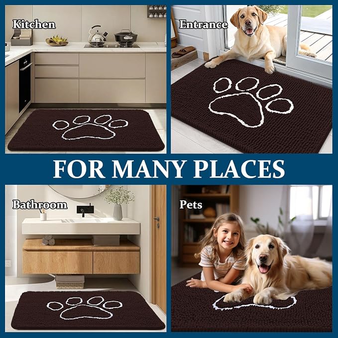 OLANLY Dog Door Mat for Muddy Paws 35x24, Paw Print Design, Absorbs Moisture - Image 8