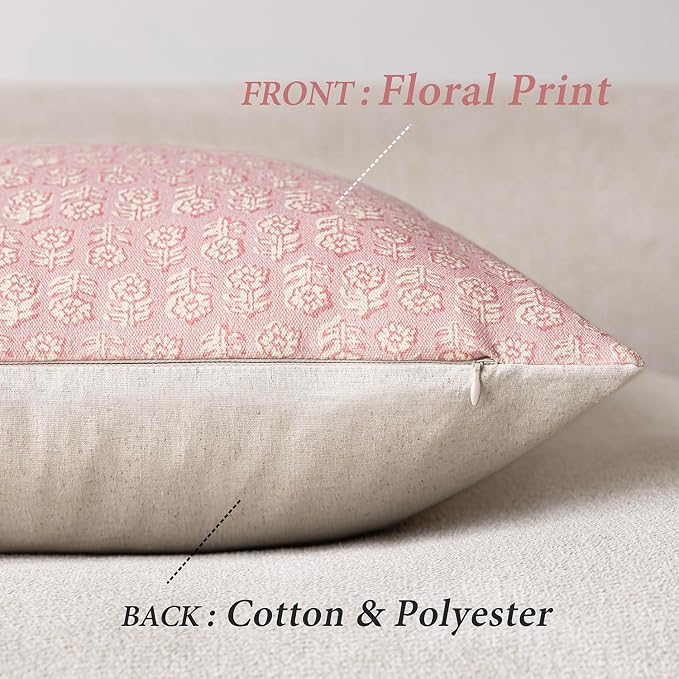 Foindtower Set of 2 Decorative Neutral Floral Print Throw Pillow Covers Vintage - Image 2