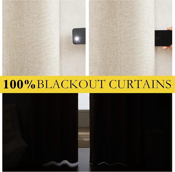 NICETOWN Linen Blackout Curtains 54" Long - Image 2