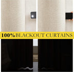 NICETOWN 100% Blackout Linen Texture Curtains 90 inches Long, 2 Panels - Image 2