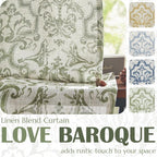 jinchan Linen Valance Curtain for Kitchen Vintage Damask Floral Blackout - Image 4