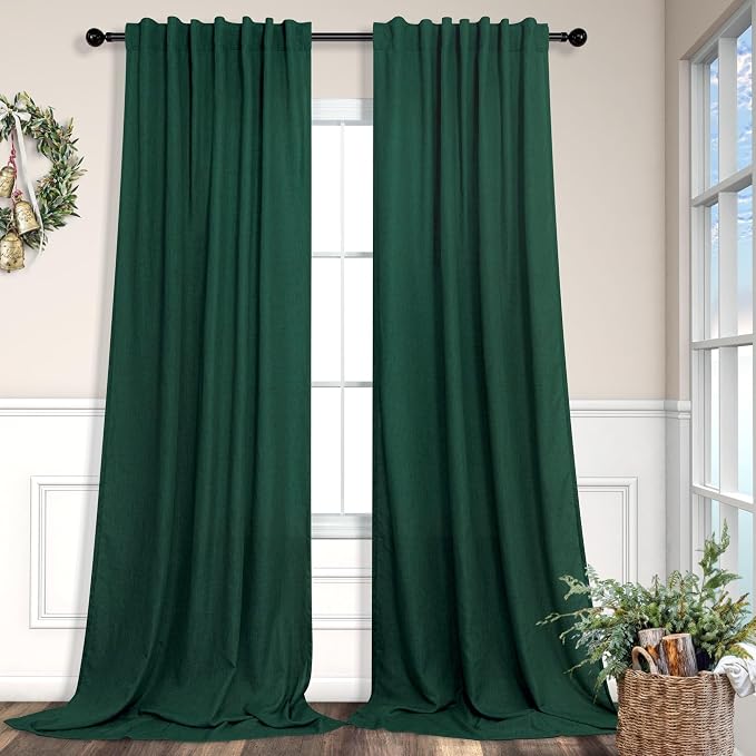 Dark Green Curtains 84 Inch Length by Pitalk