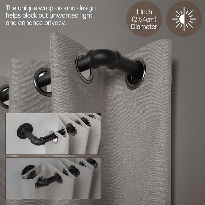 Zeerobee Curtain Rods for Windows 144 to 168, 1 Inch Industrial Wrap Around - Image 4