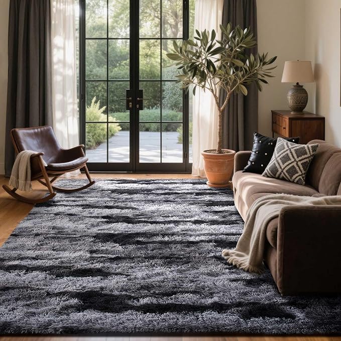 4x6 Ft Shag Rugs for Bedroom Living Room, Tie-Dyed Ultra Soft Fluffy Furry Area by Cuzwlovita