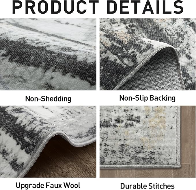 5x7 Area Rugs Washable Rug: Modern Abstract Living Room Rug Soft Anti-Skid Thin - Image 5
