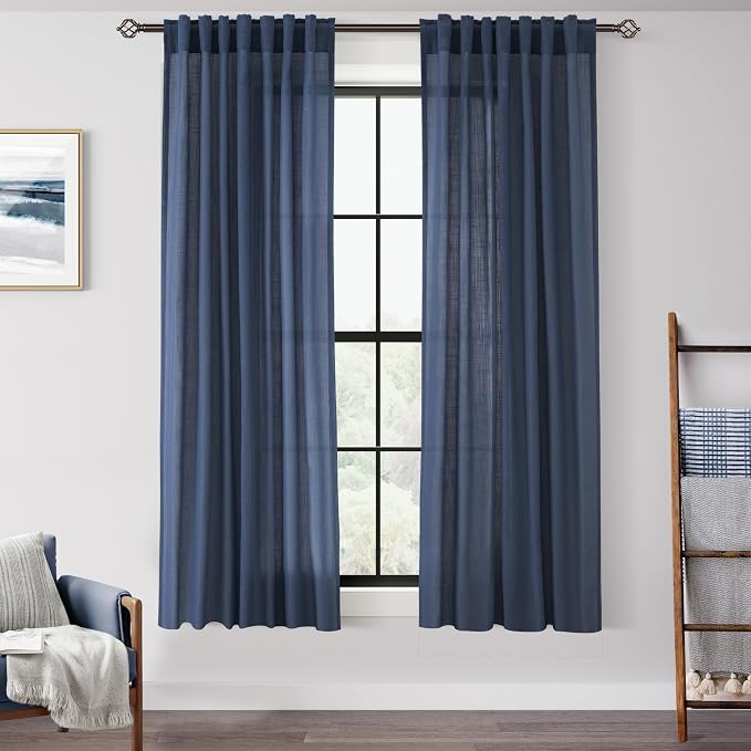 Navy Blue Curtains 63 inch Length by Jolilight
