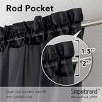 Simplebrand Black Short Sheer Curtains 45 Inch Length - Image 3