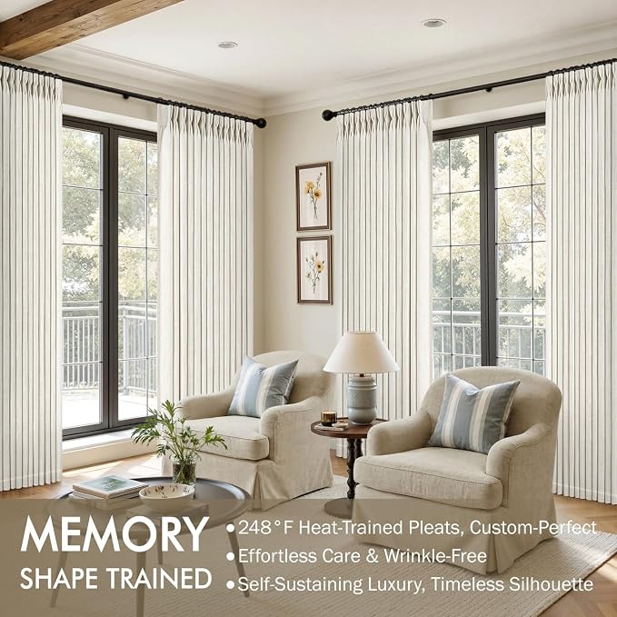 MIULEE Pinch Pleated Thick Linen Curtains 84 Inches Long 2 Panels - Image 2