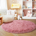 5'x5' Blush Round Rugs for Girls Bedroom, Ultra Soft Fluffy Circle Rug for Kids - Image 6
