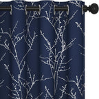 Deconovo Blackout Curtains, Thermal Insulated Soundproof Drapes, Branch Silver by Deconovo