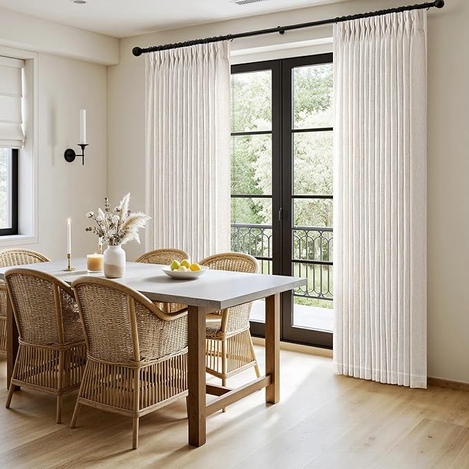 MIULEE Pinch Pleated Thick Linen Curtains 86 Inches Long 2 Panels Set - Image 3
