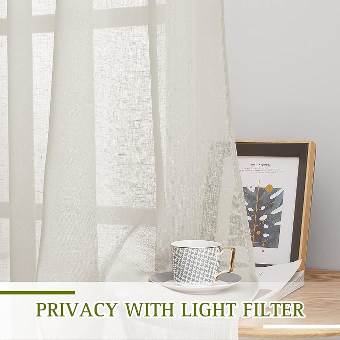 NICETOWN Semi Sheer Linen Curtains Extra Wide - Image 3