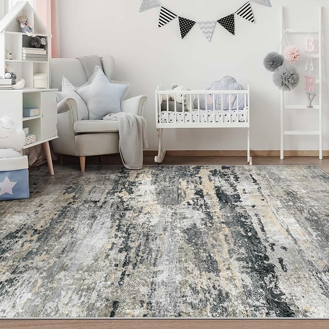Area Rugs 6x9 for Living Room: Washable Rug Modern Abstract Neutral Soft - Image 6