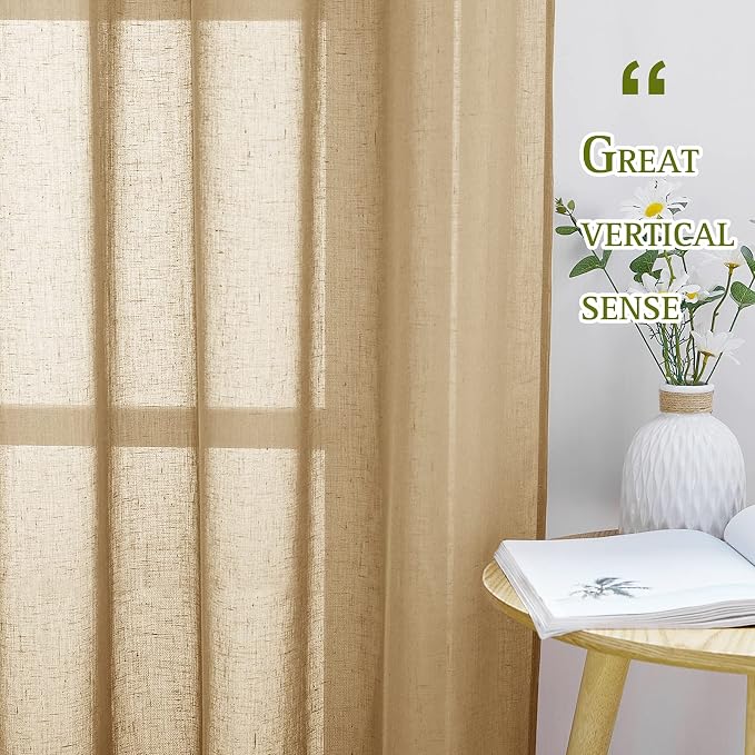 NICETOWN Linen Blend Semi Sheer Curtains - Image 3