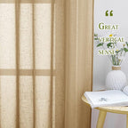 NICETOWN Sheer Linen Curtains Flax Texture 96 inch Long - Image 2