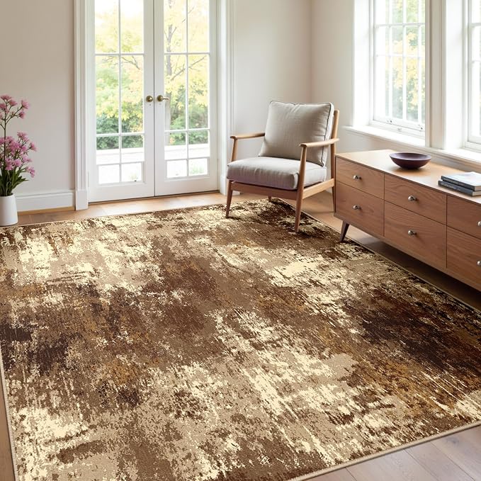 Washable Area Rugs 4'x6' Non-Slip Modern Abstract Soft by RELEANY