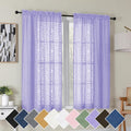 Simplebrand Lavender Semi Sheer Curtains 45 Inch Length 2 Panels, Geometric by Simplebrand