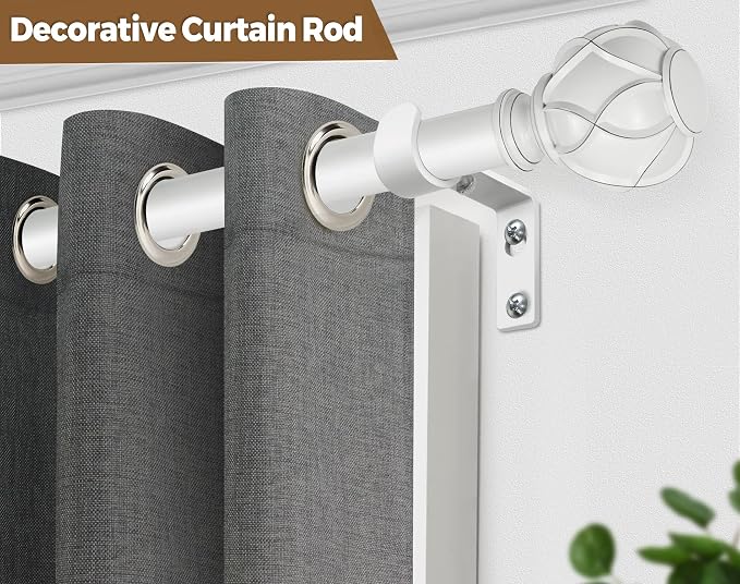 KAMANINA Curtain Rods for Windows 66 to 120 Inch, 7/8 Inch White Heavy Duty - Image 3