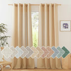 NICETOWN Linen Burlap Curtains for Farmhouse 120 inch Length, Grommet Privacy by NICETOWN