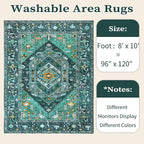 SERISSA Washable 8x10 Area Rugs Teal, Large Non-Slip Boho Living Room Rug - Image 6