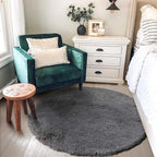 Grey Round Rugs 5Ft for Living Room Bedroom Aesthetic, Fluffy Fuzzy Shag Shaggy - Image 5