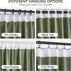 RYB HOME Sage Green Velvet Curtains 96 inch, Room Darkening Super Soft Velvet - Image 4