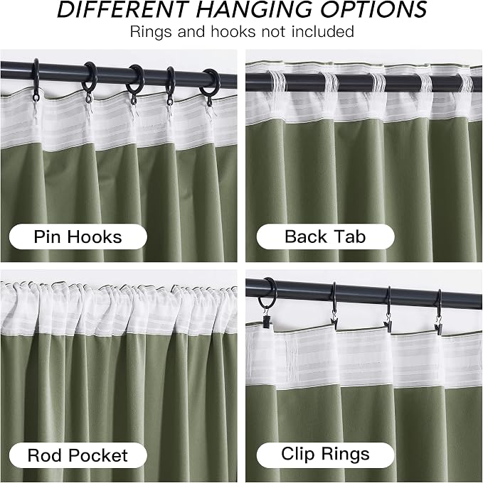 RYB HOME Sage Green Velvet Curtains 108 inch, Room Darkening Super Soft Velvet - Image 4