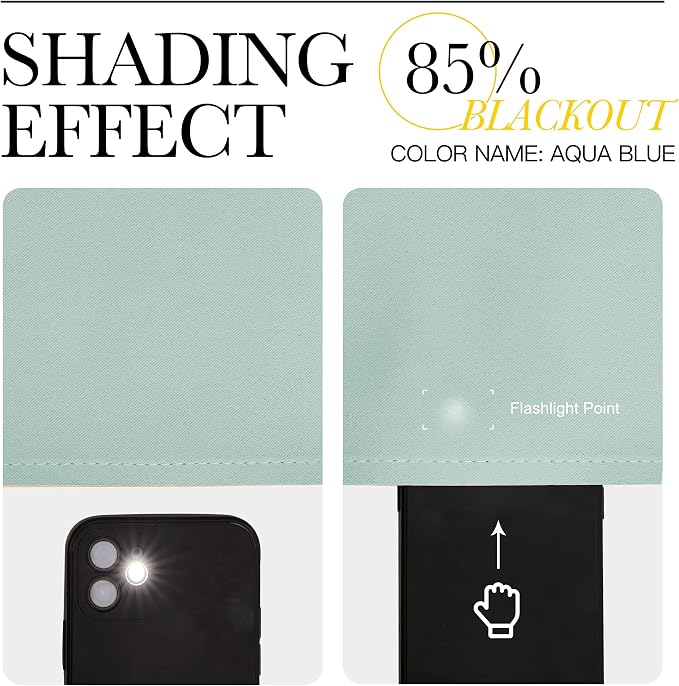 NICETOWN Modern Blackout Curtains Noise Reducing, Aqua Blue, 2 Panels, W42 x L54 - Image 4