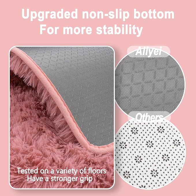 Soft Runner Rugs for Bedroom Hallways, 2x6 Blush Pink Fluffy Shag Throw Area - Image 3