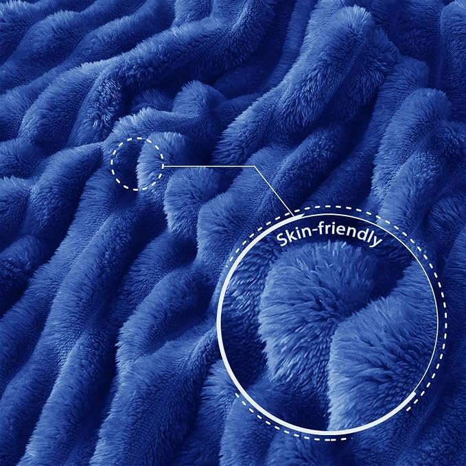 Exclusivo Mezcla Queen Size Flannel Fleece Blanket, Super Soft Striped Jacquard - Image 5