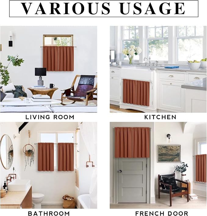 RYB HOME Half Curtain Tiers 36 inch Length, Rod Pocket Summer Heat Blocking - Image 6