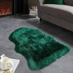 AMTOVO Faux Fur Rug, Dark Green Small Area Rug, Fluffy Sheepskin Rug, Fuzzy - Image 5