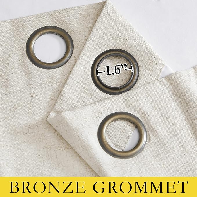 NICETOWN Full Blackout Natural Linen Curtains 102" Length - Image 6