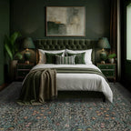 Vintage Washable Dark Green 10x14 Rug - Image 3