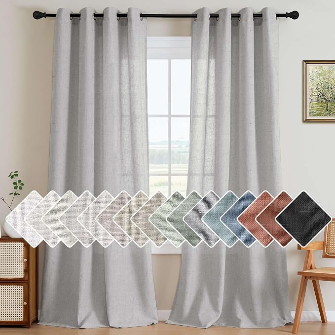 H.VERSAILTEX 2 Pack Ultra Luxurious Solid High Woven Linen Elegant Semi Sheer by HVERSAILTEX