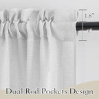 RYB HOME Kitchen Curtains, 30 inches Long Linen Rod Pocket Semi Sheer Cuartins - Image 2