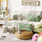 AVOIN colorlife Bless Our Home Farmhouse Eucalyptus Leaves Throw Pillow Covers - Image 2