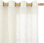 LAMIT Linen Semi Sheer Curtains 63 Inch Length 2 Panels, Light Filtering - Image 2