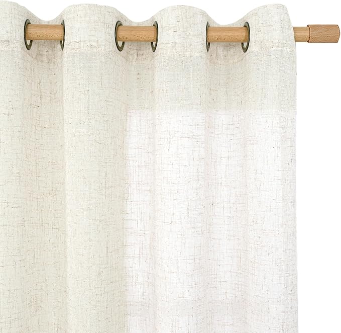 LAMIT Linen Semi Sheer Curtains 63 Inch Length 2 Panels, Light Filtering - Image 2