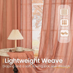 BGment Terracotta Linen Curtains 63 Inches Long - Image 4