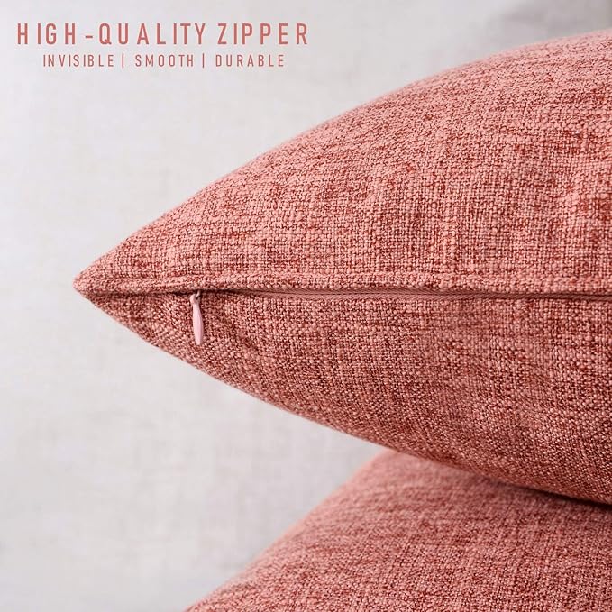 HPUK Linen Throw Pillow Covers Pack of 2, 18x18 Inch Accent Cushion Covers - Image 4