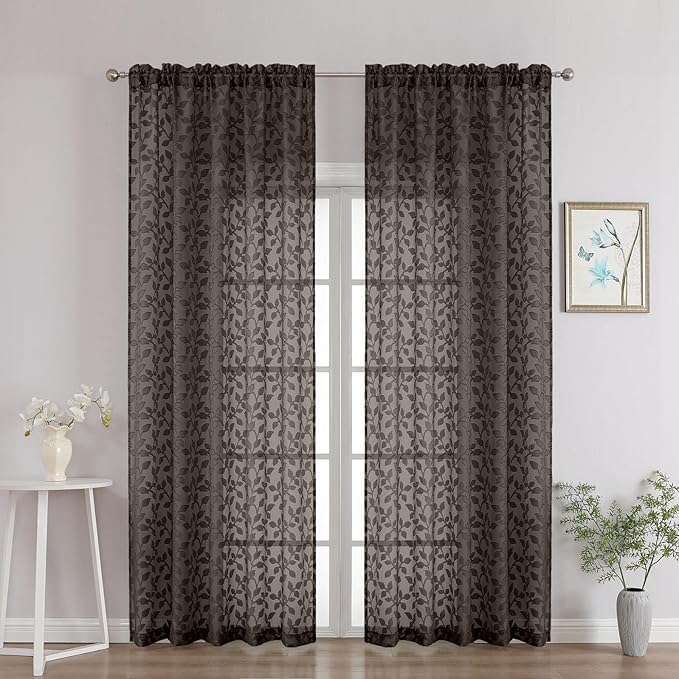 Chyhomenyc Chocolate Sheer Curtains 90 Inch Length 2 Panels Set, Light by Chyhomenyc