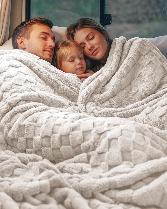 Utopia Bedding Linen Checkered Fleece Throw Blanket - Image 7