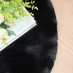 ORINOVA Black Round Rugs 8ft Machine Washable Rabbit Fur Area Rug Large Circle - Image 5