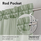 Simplebrand Sage Green Sheer Curtains, 2 Panels Set - Image 4
