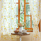 AmHoo 2 Panels Embroidered Leaf Pattern Semi Sheer Curtains Foliage Floral - Image 6