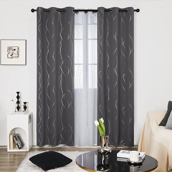Deconovo Grey Curtains for Living Room, Protect Pravicy Thermal Insulated - Image 2