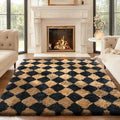 Ophanie Checkered Black & Beige Rhombus Rugs by Ophanie