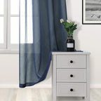 DWCN Navy Blue Sheer Curtains Semi Transparent Voile Rod Pocket Curtains - Image 3