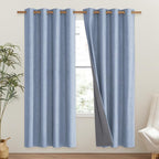 NICETOWN Stone Blue Vintage Linen 100% Blackout Curtains - Image 2